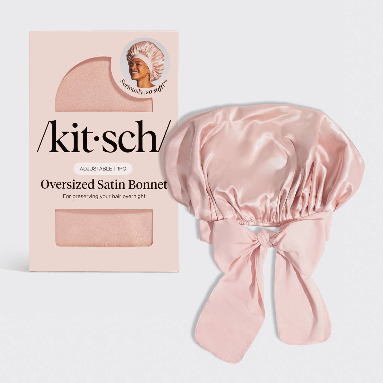 Adjustable Oversized Satin Bonnet- Blush